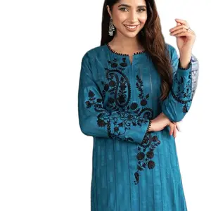 Shirt: Self Jacquard By Pcs: 1 Pc Color: Blue Fabric composition: Blended