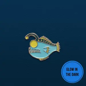 Bioluminescence, Glow in the Dark Anglerfish Angler Fish Enamel Pin, Lapel Pin