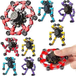 4pcs Transformable Finger Spinner Set, Colorful DIY Robot Toys, Fun Fidget Spinners for Teens & Adults, Perfect Gift for Birthdays & Holidays