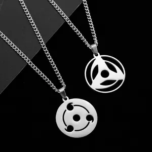 New Naruto Anime Necklace ， Kakashi Sharingan & Thousand-Armed Kamehameha Pendant ， Stainless Steel Anime Jewelry ， Official Inspired Merch ， Cosplay Gift Men Accessories Chain