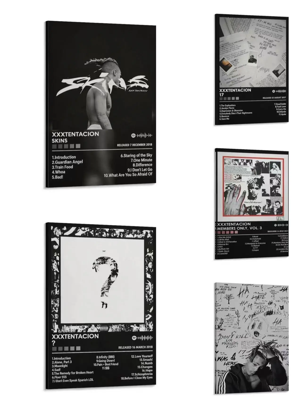 XXXTentacion Revenge 17 Album Cover Canvas Wall Art - 3 Options: Unframed HD Print, Wood Framed Canvas, Black Aluminum Frame with Crystal Acrylic Panel - Artistic Graphic Prints, Art Deco Interior Design Decoration, Cool Room Gift for Teen Music Fans, Art