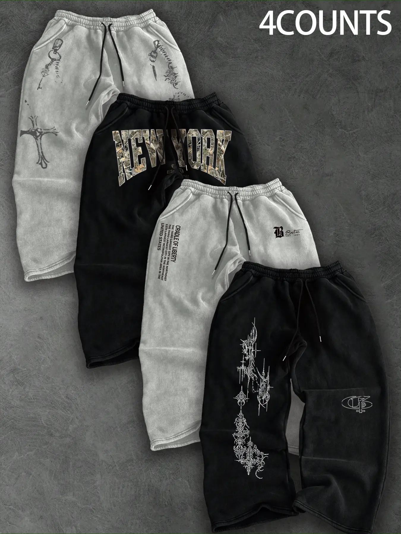Men's & Women's Casual Joggers 4-Pack, Comfortable Drawstring Design, Soft Fabric, Perfect for Hiking & Outdoor Activities