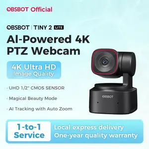 OBSBOT Tiny 2 Lite - Webcam 4K VoiceControl PTZ, Al Tracking Multi-mode & AutoFocus, Web Camera with 1/2" Sensor, GestureControl, 60 FPS, HDR Light Correction, Webcamfor PC, Streaming, Conference wyzewirelesscamera videogames