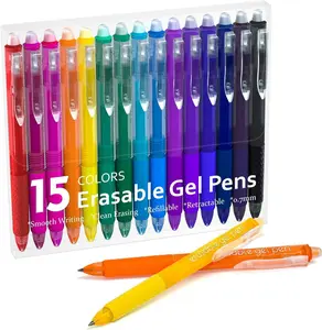 15-Pack Erasable Gel Pens, Fine Point Retractable in Assorted Colors – Smooth Writing for Students, Teachers, Planners & Journaling