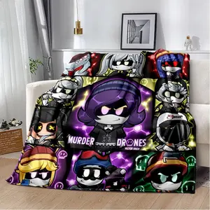 New Style 3D Murder Drones Uzi Cartoon Soft Blankets,Throw Blanket Comfortable Blanket for Picnic Beds Sofa Home Bedroom  Skin-friendly, lightweight, and breathable.