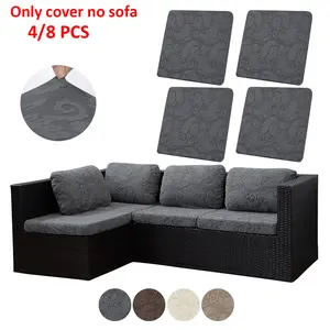 4pcs/8pcs Floral Jacquard Elastic Sofa Cushion Covers, Non-Slip Universal Sofa Protector for Indoor Outdoor Garden Patio Decor, Sofa Slipcover Set