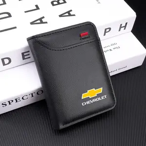 Men Leather Short Wallet, Coin ID Cash Credit Card Holder, Mini Purse for Chevrolet Cruze Sonic Silverado Trax Camaro Captiva Equinox Trailblazer