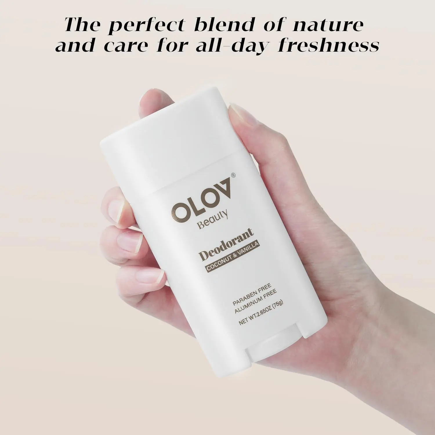 OLOV Beauty Deodorant Coconut & Vanilla - 72 Hour Odor Control for Women & Men - Aluminum Free & Paraben Free - Natural Ingredients for All Day Freshness - 75g
