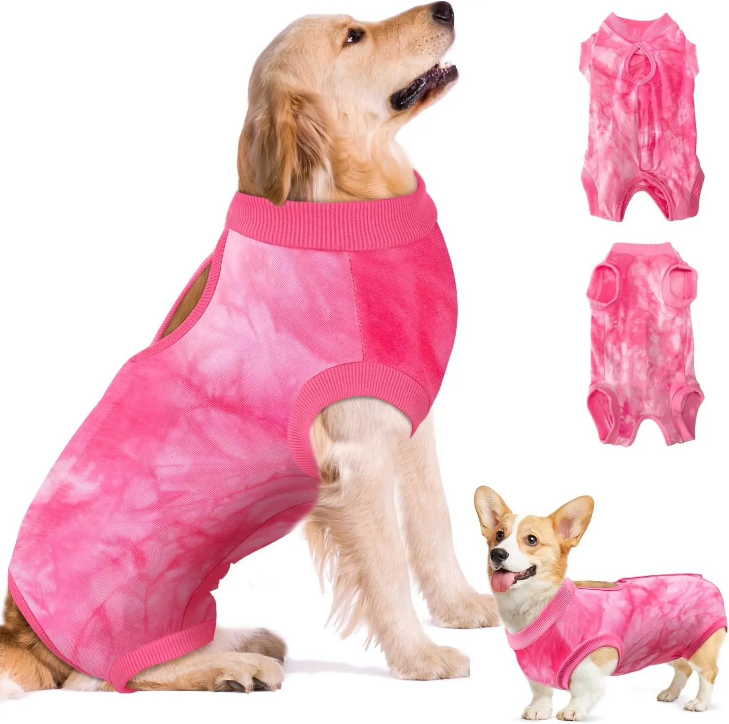 SlowTon Dog Recovery Suit - Surgery Recovery Suit for Female Male Dogs, Dog Onesie After Spay Abdominal Wounds, E-Collar Cone Alternative Prevent Licking Pet Surgical Suit(Pink,XXL) Gift