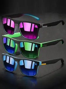 Unisex Retro Square Sunglasses Uv400 Protection, Trendy Casual Sunglasses, Fashionable Designer Shades for All Seasons, Ice Blue Lenses