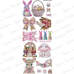 Rhinestone Easter DTF Transfer Gang Sheet 24.5" x 72" Direct To Film for DIY Enthusiasts Vibrant Custom Options Cozy Handmade Aesthetic