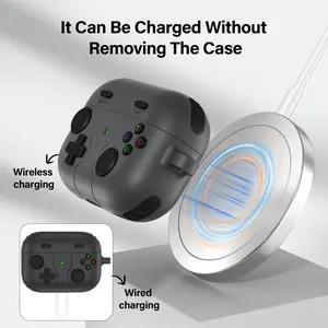 for Airpods Pro/pro2 Airpods3 Airpods4 Silicone Case Gamer Style Anti-shedding and Shock-Absorbing Protective with Keychain
