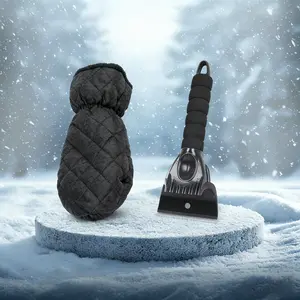 2PCS Car Snow Shovel and Winter Gloves, 2-in-1 Multi-function Snow Plow, Which Can Effectively Remove Snow From The Front Windshield And Windows, De-icing
