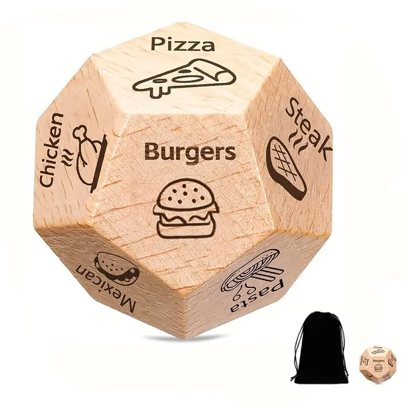 1 Pack Wood Dice Valentines Day Gifts, Unique Date Night Dice for Couples, Fun Game Set Perfect for Romantic Nights, Wooden Game Set
