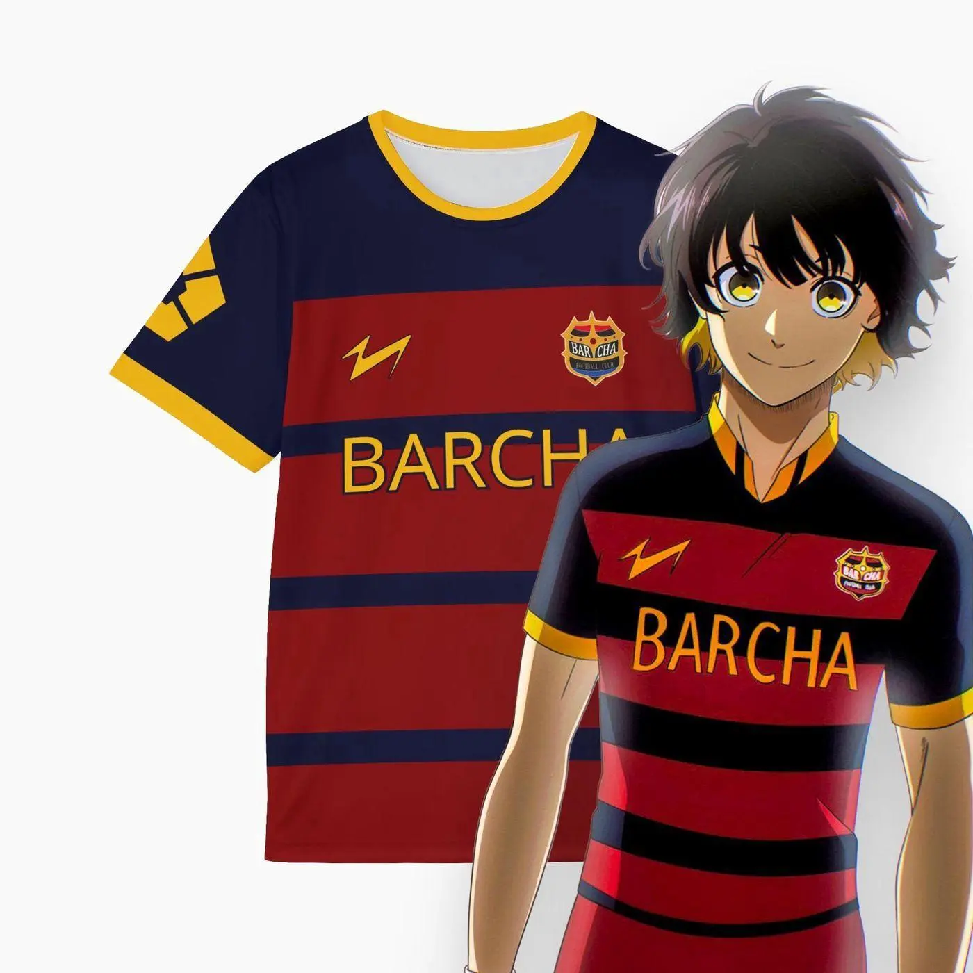 fc barcha football jersey, meguru bachira cosplay T shirt 3d unisex t-shirt Soccer Jersey