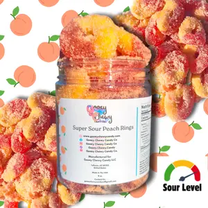 Super Sour Peach Rings Packed With Peach Flavored Sour Powder