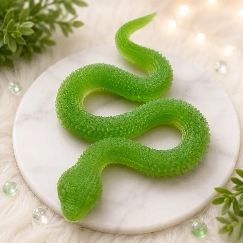 Green Silicone Fidget Toy Snake - Ultra-Soft, Stretchy, 2 Sizes, Ideal for Stress Relief, Hand Movement, Anxiety, ADHD, Kids, Teens, Adults Squishy Big