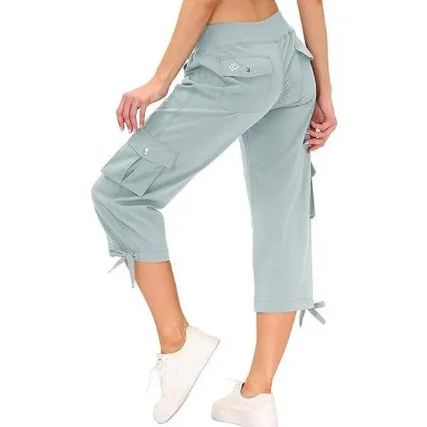 MoFiz Women's Cargo Capris Hiking Pants Lightweight Quick Dry Outdoor Athletic Travel Casual Loose Comfy Cute Pockets