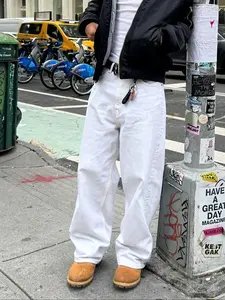Men's High Street Vintage Wide Leg Jeans, Casual Loose Fit Streetwear Denim Jeans, Perfect Gift for Husband or Boyfriend, All Seasons Pants Trouser