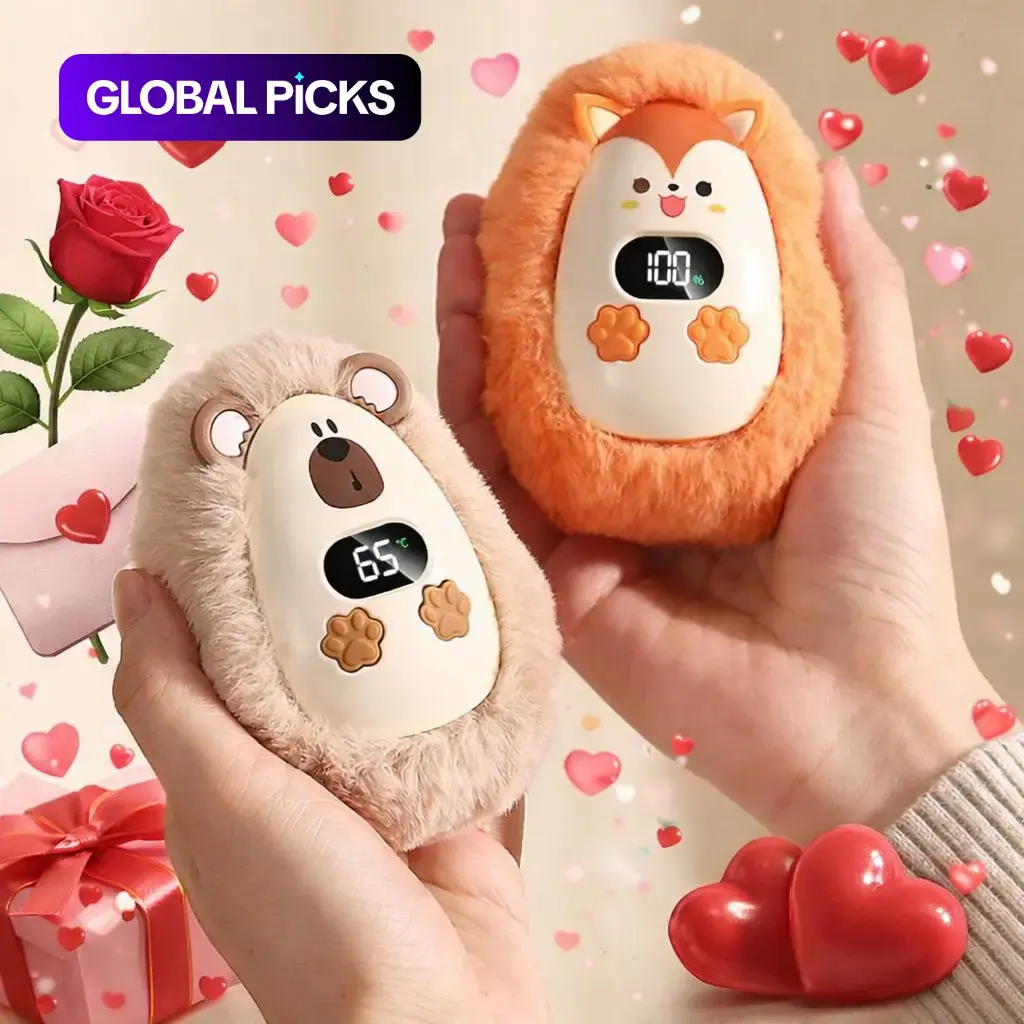 Couple's Rechargeable Warming Hand Warmer, Cartoon Electric Hand Heater with Adjustable Temperature, ABS Material, Portable & Cute Design, Gift for Kids & Her, Indoor/Outdoor Use #GLOBAL PICKS