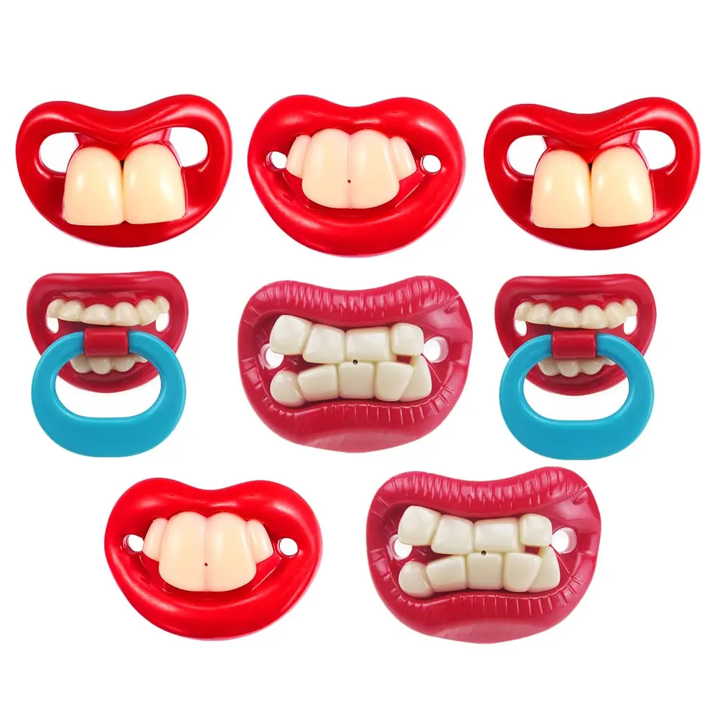 Funny Baby Pacifier, Cute Big Bucktooth Design, Soft Silicone Binky Nipple, Soothing Teething Pacifier for 0-36 Months Newborn, Ideal Halloween Gift for Infants