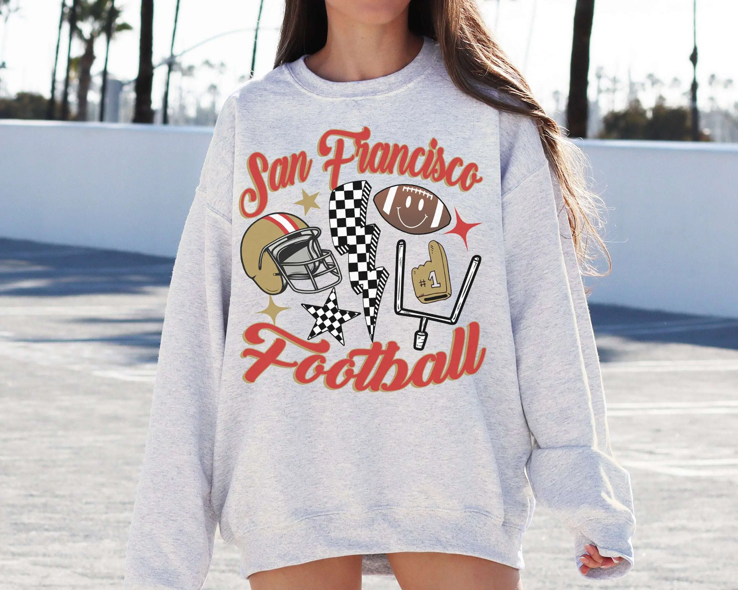 Retro San Francisco Football Crewneck Sweatshirt T-shirt The Niners Vintage San Francisco Sweatshirt 49er