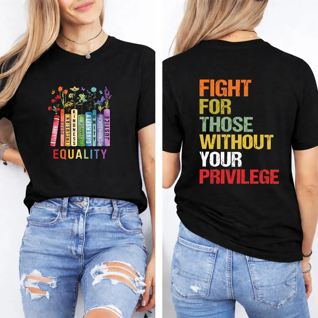 Equality Fight for Those Without Privilege Shirt, social justice, solidarity, Equality Book Flowers Tshirt Sweatshirt Hoodie, Human's Rights Shirt, Civil Rights Tee