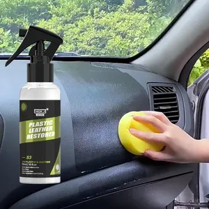HGKJ 150ml Car Interior Restorer for Plastic & Leather, Car Interior Conditioner with Sponge & Towel, Professional Interior Washing & Care Product