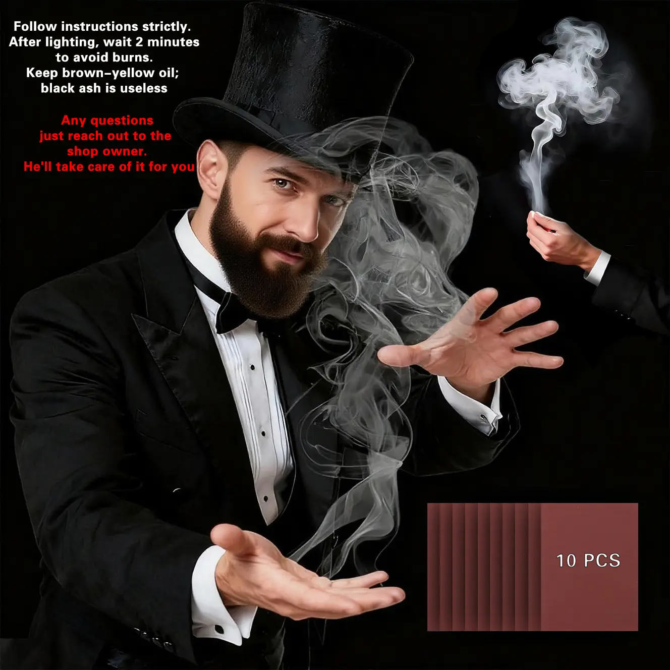 TikTok's Most Beloved 10pcs Finger Smoke Magic Trickchristmas Party Props Cool Close-Up Hand Smoke Magic NoExperience Required Safe and Easy to Use for MesmerizingTricks and Unforgettable Moments 「 lf no smoke, contactsupport or check video guide」