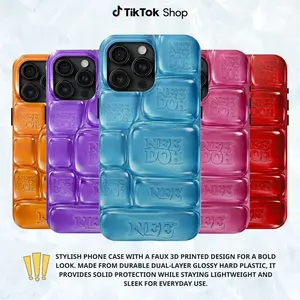 Bubble Style 3D Printed Effect Tough Phone Case, Cool Crush Ice Cube Phone Case, 3D Visual Printed Graphic Hard Phone Cover, Phone Accessories