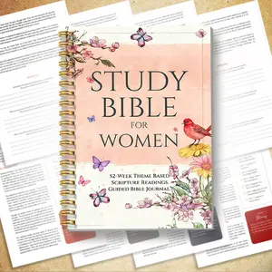 1 52-Week Bible Devotional Diary Spiral Notebook, A Comprehensive Personal Affairs Management Tool, The Inner Page Integrates 52-week Devotional Themes, Weekly Verses, and Horizontal Line Reflection Areas, Designed for Believers Who Aspire To Establish