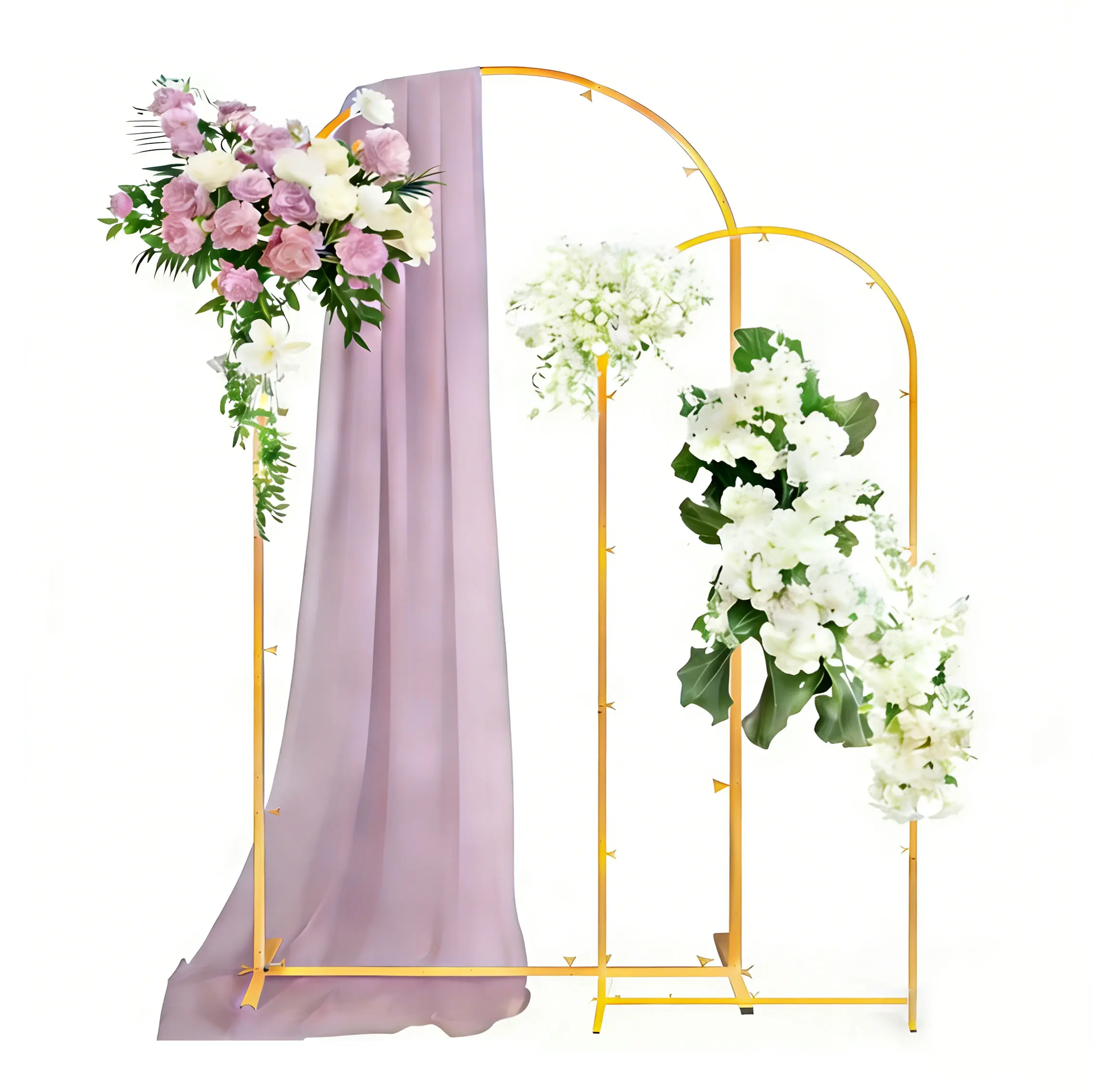 Gold Metal Wedding Arch Backdrop Stand, Heavy Duty Iron Floral Arch Frame Easy Assembly Reusable Photo Booth Decor for Wedding Birthday Bridal Shower Baby Shower Graduation Party Balloon Arch Decoration