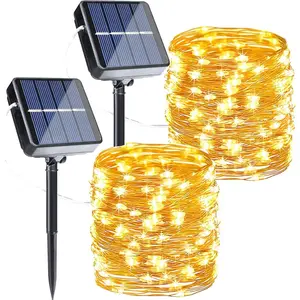 Solar Fairy Lights, 2-Pack Total 80FT 240LED Solar String Lights Outdoor Waterproof 8 Lighting Modes for Patio Fence Party Garden Yard Home Holiday Tree Outdoor Decoration (Warm White)