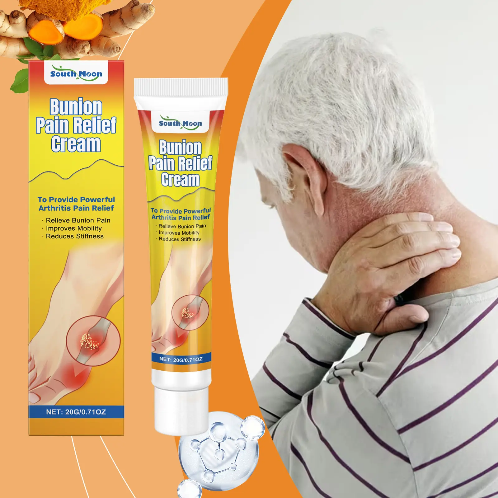 South Moon Bunion Care Cream Foot Thumb Valgus Massage Comfort Care Knee Joint Care Cream Healthcare Therapy