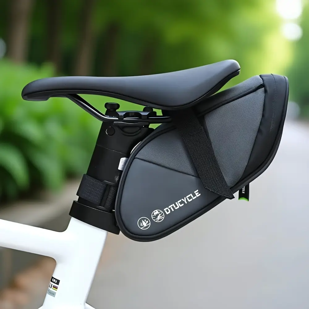 Large Capacity Bike Saddle Bag Under Seat Storage Pouch Adjustable Strap Zipper Closure Bike Accessory for Road Mountain Bicycle Bicycle Accessories