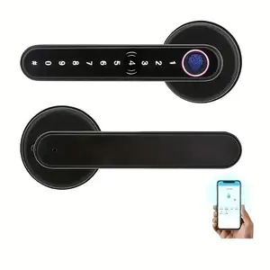 [Deals for You Days]HOOWISER Fingerprint Door Lock Smart with Keypad Keyless Entry Handle for Home Hotel Office Apartment Bedroom Black Secure Convenient