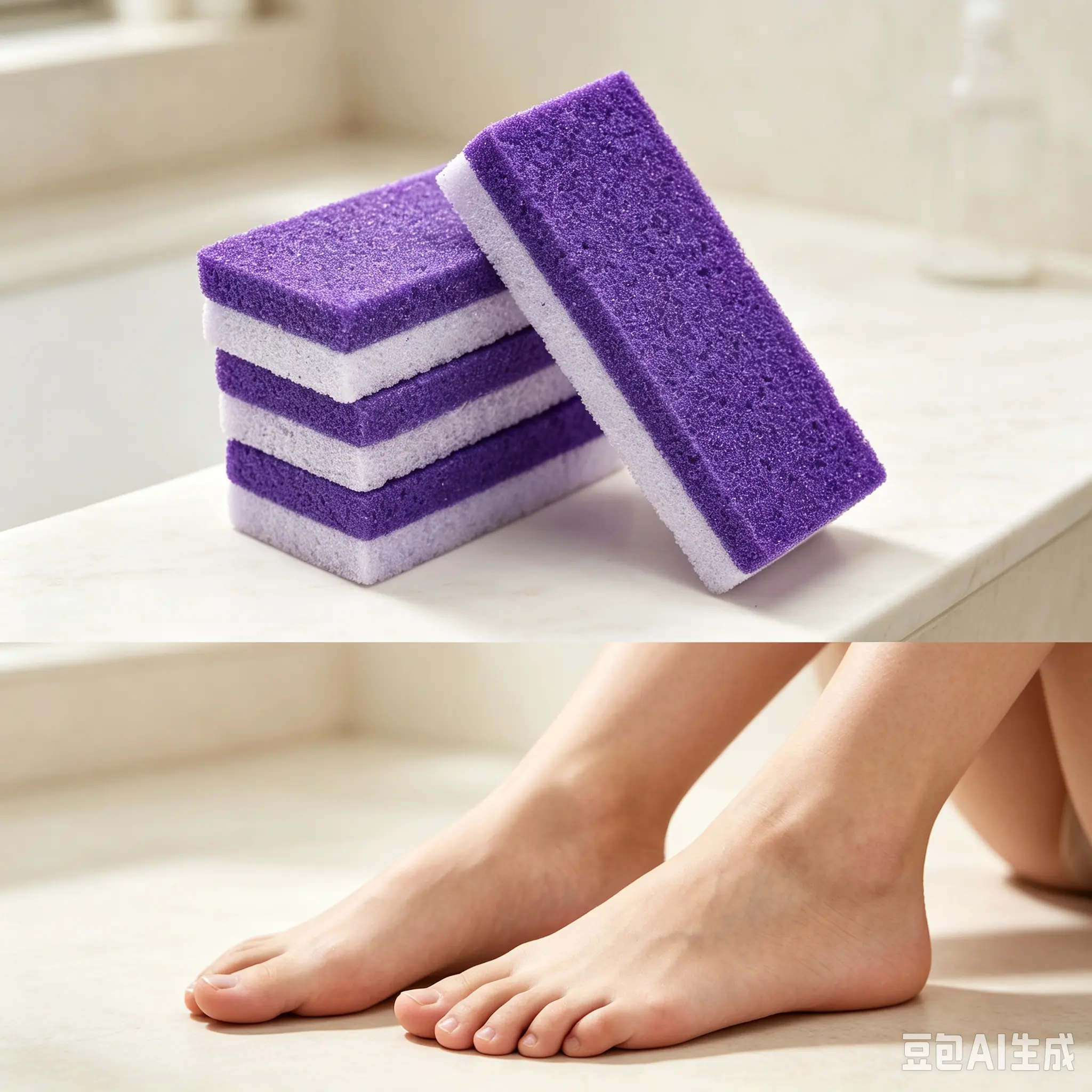 Foot Pumice Stone 4 Pack, Purple Double Sided Pedicure Stone, Callus Remover for Feet and Heels, Dead Skin Scrubber, Exfoliating Stone, Foot Care Tool for Soft Smooth Skin