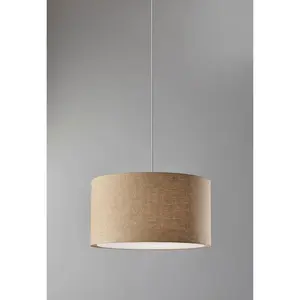 Harvest Large Drum Pendant Natural - Adesso: 1-Light Plug-In Hanging Lamp, ETL Listed, Adjustable Height