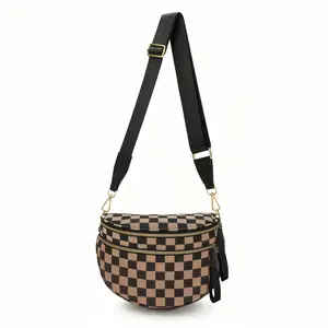 CHERUBEL Fashionable Checkerboard Pattern Bag Minimalist Purse with Detachable Strap Large Capacity Crossbody Fanny Pack for Work Weekend Y2K Design Perfect for TikTok Fashion Everyday Use Shoulder Bags Women's Fanny Packs & Belt Bags tiktokshopspringglow