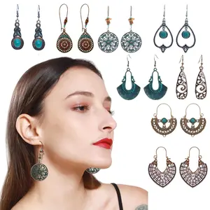 Vintage Long Dangle Earrings Set for Women - 8 Pairs of Bohemian Drop Earrings | Stylish Boho Jewelry