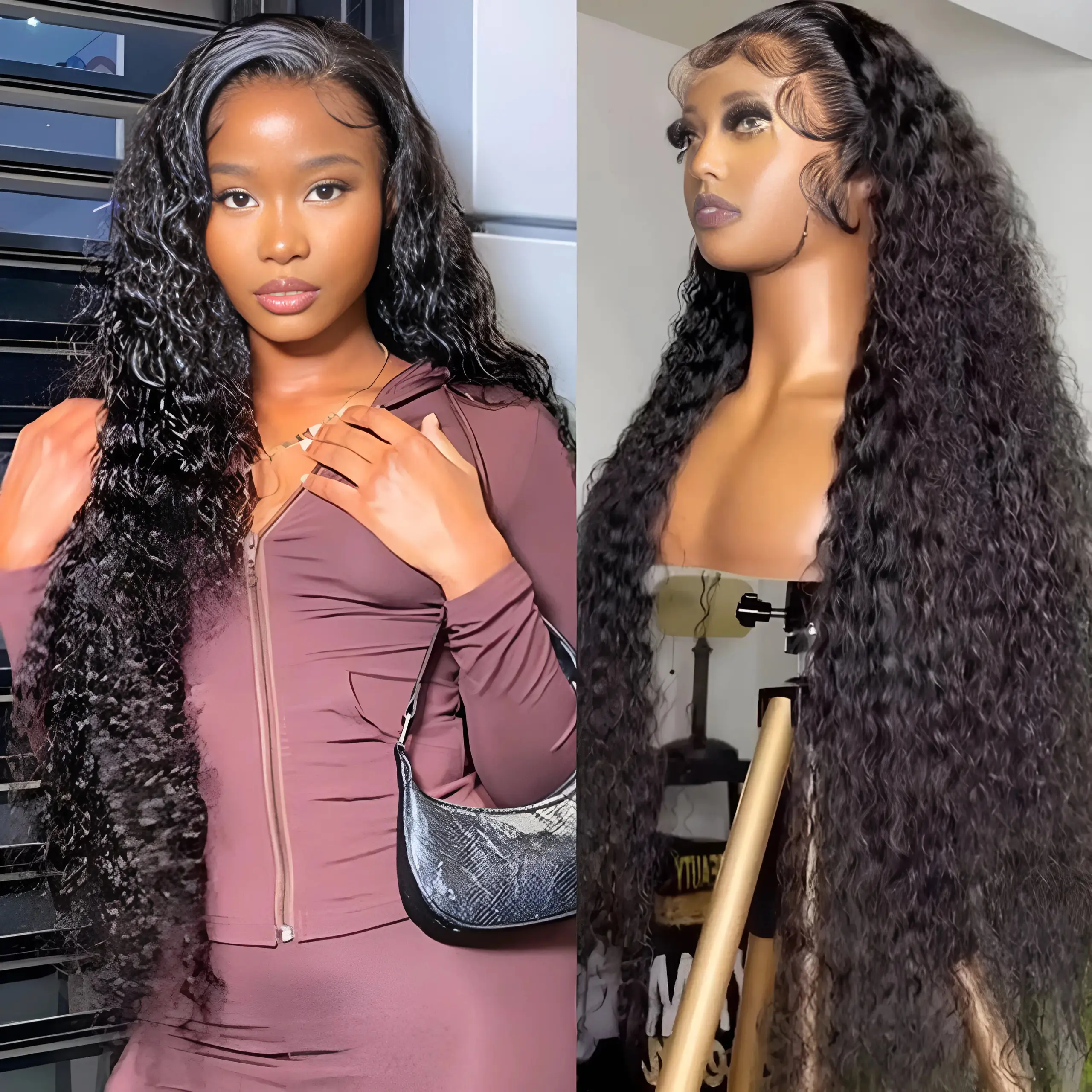 Lemoda Full 13x4 Water Wave Lace Frontal Wigs Human Hair 12A HD Transparent Deep Wave Lace Frontal Wig Pre Plucked 12A Brazilian Wet and Wavy Virgin Human Hair Wigs for Women