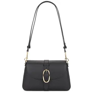 Tory Burch T Monogram Pebble Soft Small Shoulder Bag in Black
