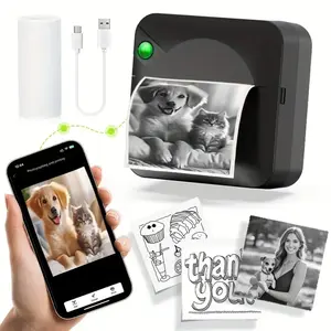Portable Mini Thermal Photo Printer, Smartphone Photo Printer, Inkless Bookmark Printer for Android & iOS Phones, Portable Instant Print, Prints Photos, Lists, Memos, Qr Codes, Notes