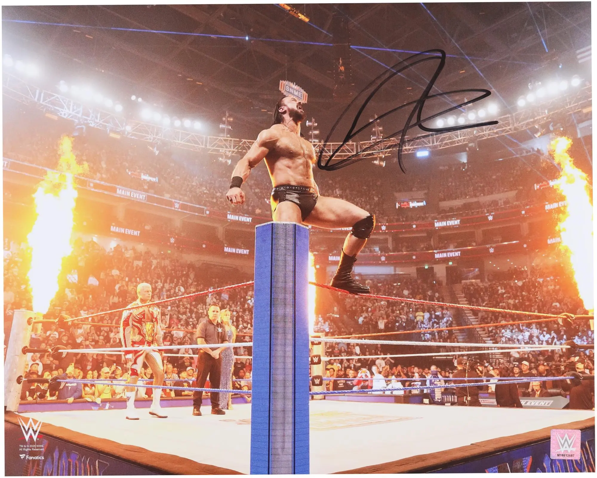 Drew McIntyre WWE Autographed 16" x 20" On Ropes With Fire Photograph - Fanatics Authentic Certified