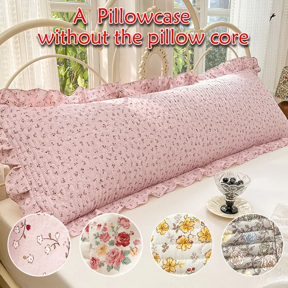 1pc Floral Pillowcase, Quilted Edge Design, Thickened Comfort, Breathable, Suitable for All Seasons, Polyester Bedding, Bedding Accessory, Decor Bedding Supplies