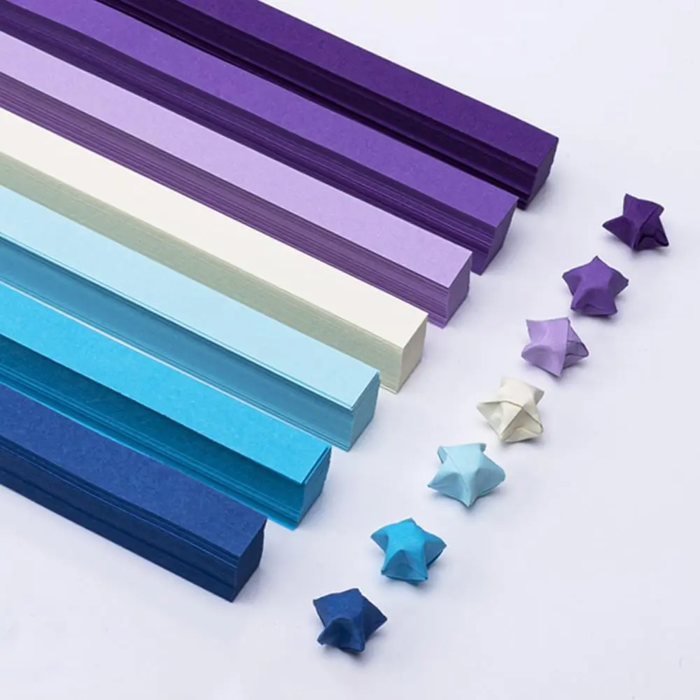 540 Pcs Origami Star Paper Strips - Blue & Purple Gradient Lucky Star Paper for DIY Arts and Crafts, Double-Sided Folding Paper Strips for Kids and Adults Decorative Handcrafts