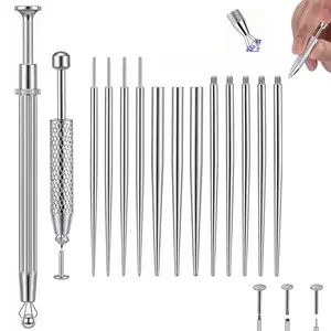 Sicbumi Piercing Ball Grabber Tool for Changing Jewelry, Stainless Steel Flat Back Earring Applicator Internally Threaded Push Pin Piercing Grabber Tool Kits with Anti Slip 4 Claw Gem Ball Grabber Tool, Pin Thread Body Piercing Kit for Ear Nose Lip