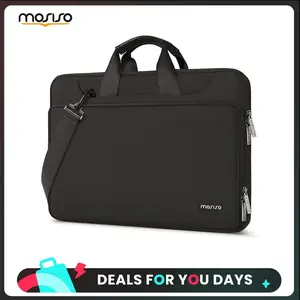 MOSISO 13-17.3 in Laptop Shoulder Bag, Minimalist Water-Repellent Briefcase with PU Leather Handles, 360° Protection & Trolley Strap for Business, Travel
