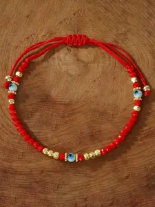 Boho Red Crystal Beaded Bracelet With Gold Accents And Blue Evil Eye - Attracts Wealth, Ideal Gift For Friends And Family, Elegant Vintage Style, All Season Charm, Elegant Jewelry Bracelet, Fashionable Bracelet