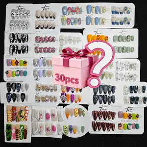 Handmade Press-On Nail Art Box Set, Acrylic Press Nails, 30 Pieces Randomly Sent, High-End Acrylic Glossy Paint, Includes Full Tool Kit, Perfect for Weddings & Parties
